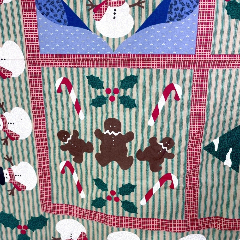 Vtg VIP Cranston Snowman Sampler Quilt Fabric Panel Christmas Gingerbread 35x44